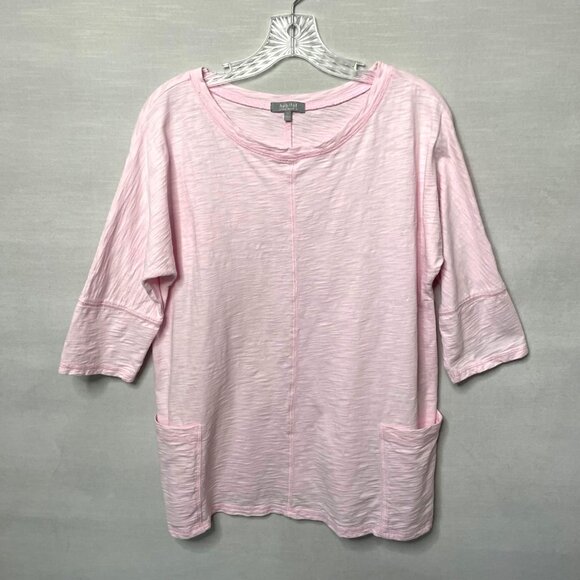 Habitat Pink Slub Cotton Blouse Oversized Top Womens Small Relaxed Patch Pockets - Picture 7 of 7